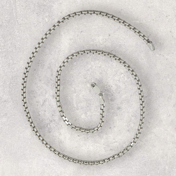 925 ITALY Sterling Silver Diamond Cut 2.75mm Box Chain Men's Necklace - Picture 4 of 6